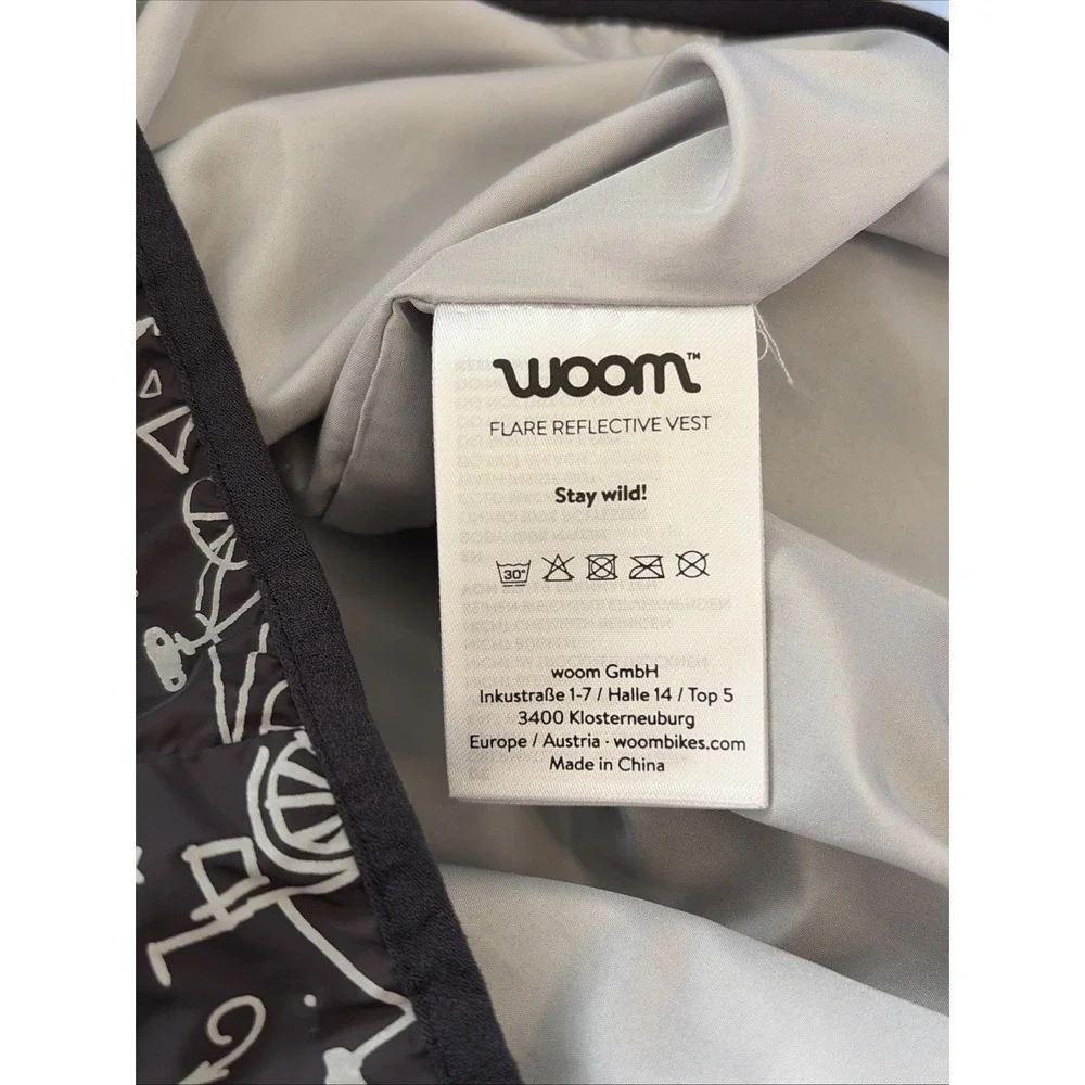 Woom Black Allover Reflective Graphic Bike Skate Safety Vest Unisex Kids‎ 4-6Y